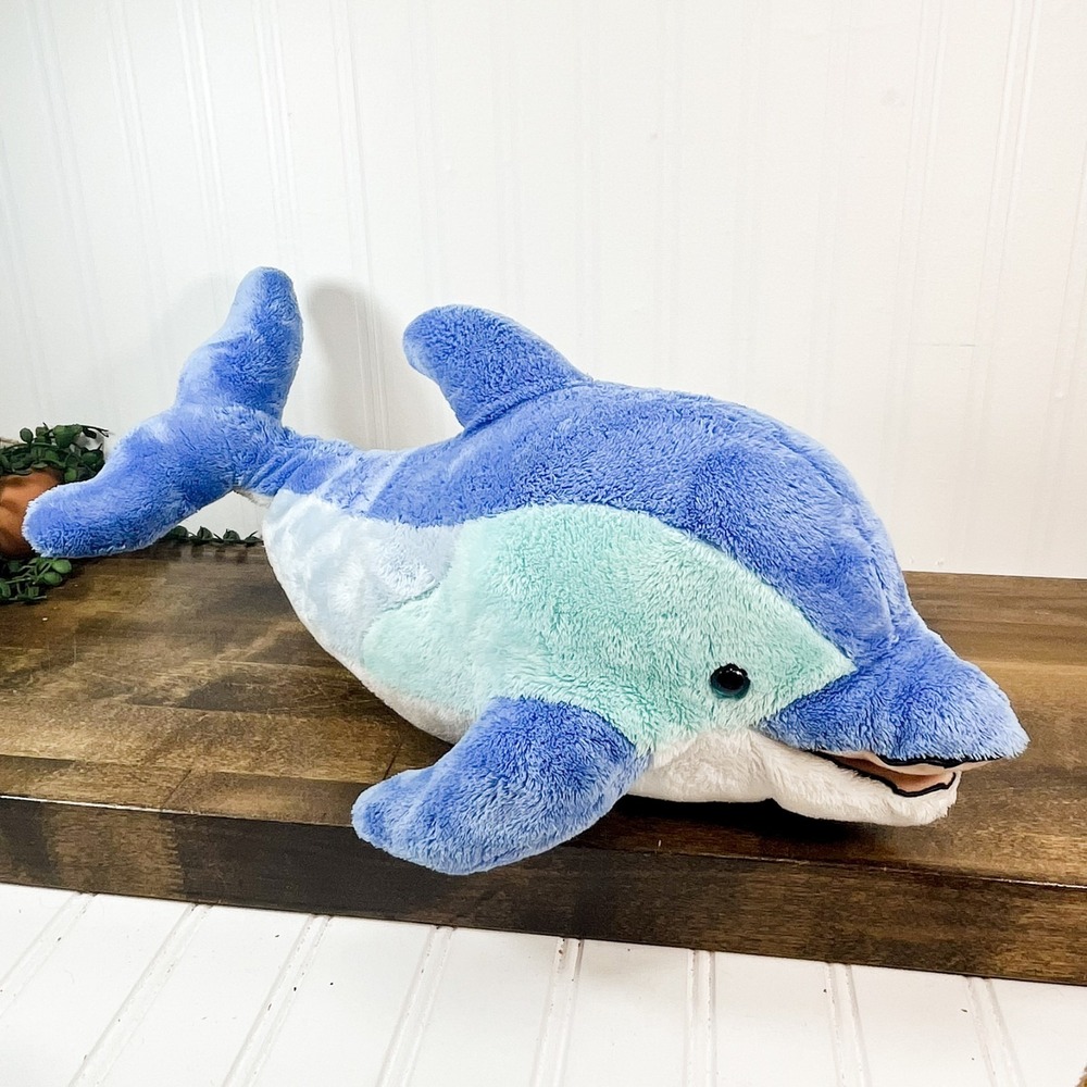 HTF 18" Toys R Us Animal Alley Plush Stuffed Blue Dolphin Toy Animal Vintage